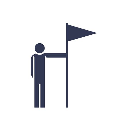 avatar man with flag flat style icon design, Winner first position and competition theme Vector illustrationのイラスト素材