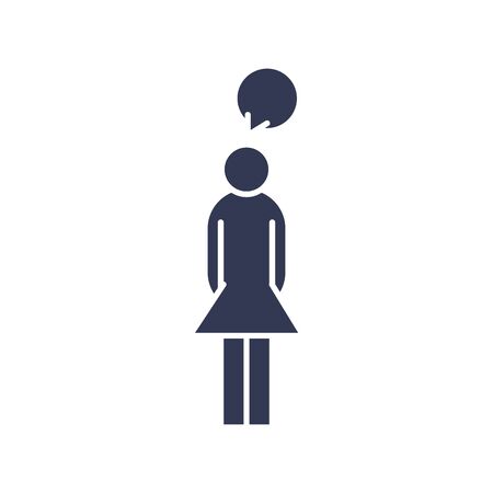 Avatar woman with bubble flat style icon design of Person profile social communication and human theme Vector illustrationのイラスト素材
