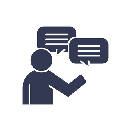 Avatar man with bubbles flat style icon design of Person profile social communication and human theme Vector illustrationのイラスト素材