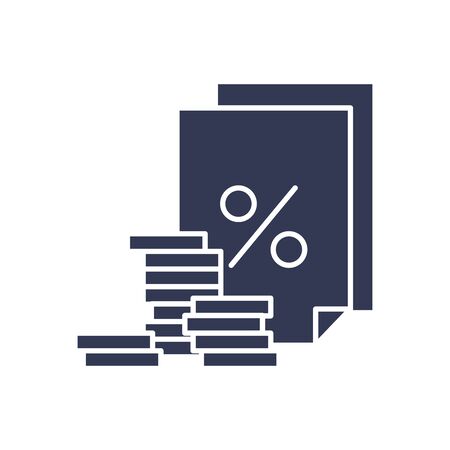 coins and receipt paper flat style icon of money financial banking commerce and market theme Vector illustrationのイラスト素材