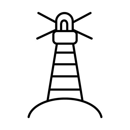 Lighthouse line style icon design Sea coast ocean water nautical tower building navigation travel marine and beach theme Vector illustrationのイラスト素材