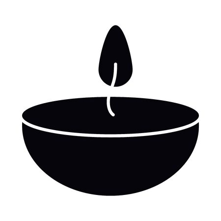 Candle silhouette style icon design, Fire flame candlelight light spirituality burn and decoration theme Vector illustrationのイラスト素材