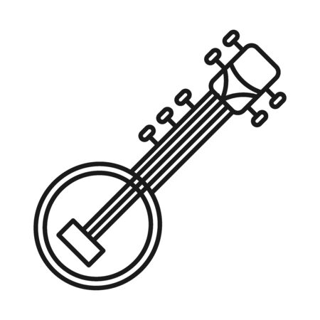 Indian sitar guitar line style icon design, India culture travel and asia theme Vector illustrationのイラスト素材