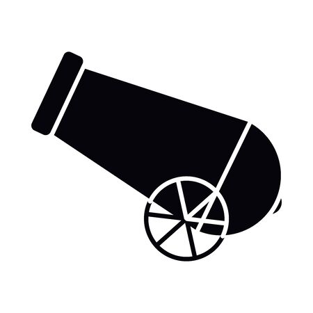 Cannon silhouette style icon design, Gun old military object weapon antique artillery war and retro theme Vector illustrationのイラスト素材