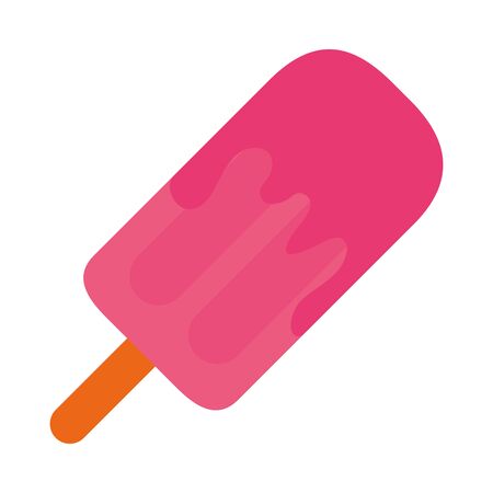 Ice cream with stick flat style icon design, Sweet and dessert theme Vector illustrationのイラスト素材