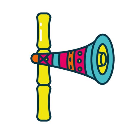 Indian trumpet line and fill style icon design, India culture travel and asia theme Vector illustrationのイラスト素材