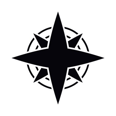 Compass wind rose silhouette style icon design, Tool navigation location north south west east travel map and adventure theme Vector illustrationのイラスト素材