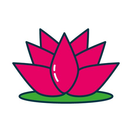 lotus flower line and fill style icon design, natural floral nature plant ornament garden decoration and botany theme Vector illustrationのイラスト素材