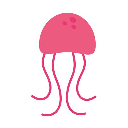 jellyfish flat style icon design Sea life ecosystem fauna and ocean theme Vector illustrationのイラスト素材
