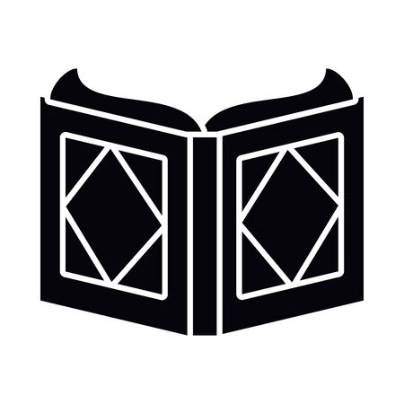 Eid mubarak open quran book silhouette style icon design, Islamic religion culture and belief theme Vector illustrationのイラスト素材