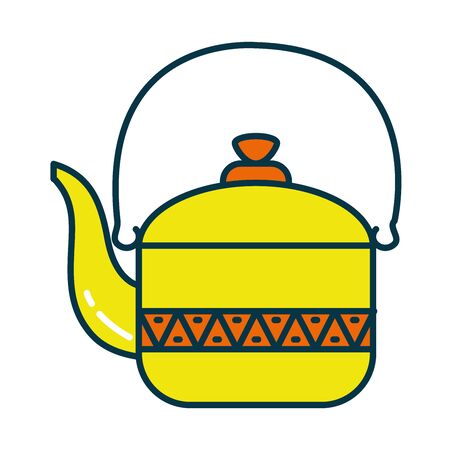 Indian teapot line and fill style icon design, India culture travel and asia theme Vector illustrationのイラスト素材