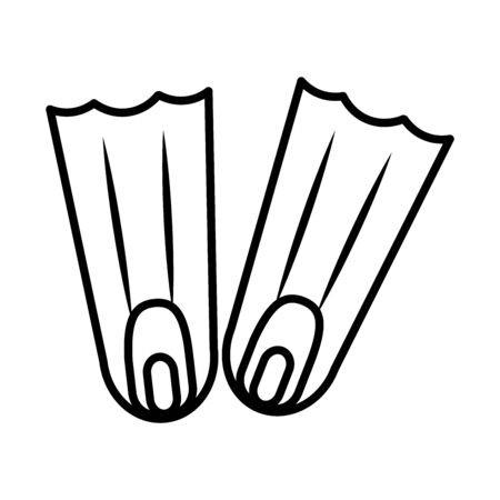 swim fins line style icon design, Summer vacation tropical relaxation outdoor nature tourism relax lifestyle and paradise theme Vector illustrationのイラスト素材