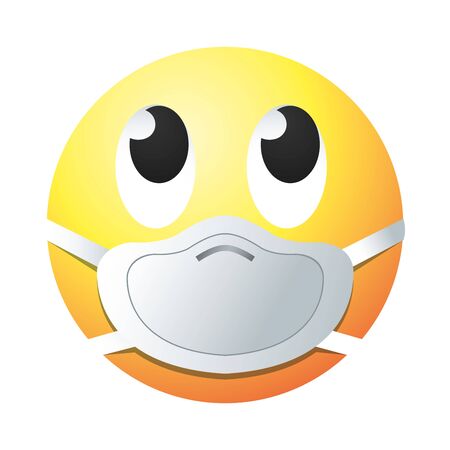 rolling eyes emoji with mask gradient style icon design of medical care and covid 19 virus theme Vector illustrationのイラスト素材