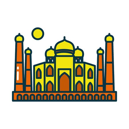 Indian mosque line and fill style icon design, India culture travel and asia theme Vector illustrationのイラスト素材