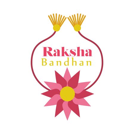 Raksha bandhan pink flower wristband design, Indian holiday celebration and culture theme Vector illustrationのイラスト素材
