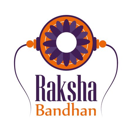 Raksha bandhan purple and orange flower wristband design, Indian holiday celebration and culture theme Vector illustrationのイラスト素材