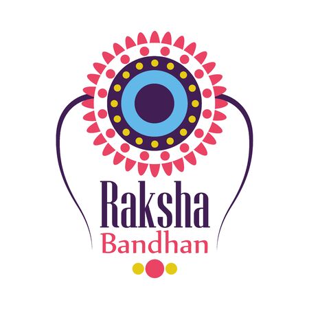 Raksha bandhan pink and blue wristband design, Indian holiday celebration and culture theme Vector illustrationのイラスト素材