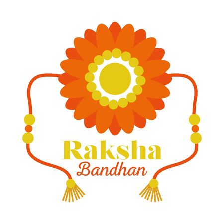 Raksha bandhan yellow and orange flower wristband design, Indian holiday celebration and culture theme Vector illustrationのイラスト素材