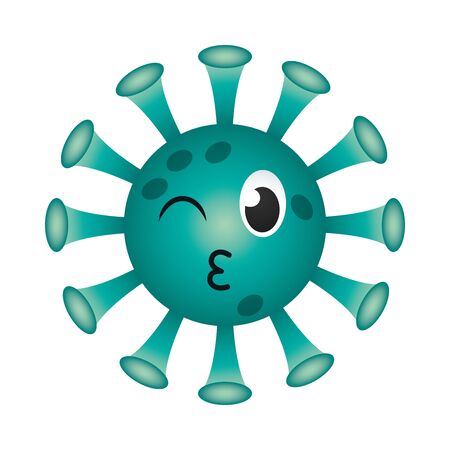 kiss covid 19 virus emoji gradient style icon design of 2019 ncov cov coronavirus infection and corona theme Vector illustrationのイラスト素材