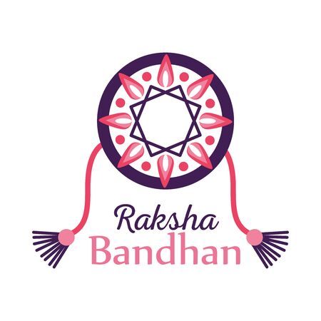 Raksha bandhan pink and purple flower wristband design, Indian holiday celebration and culture theme Vector illustrationのイラスト素材