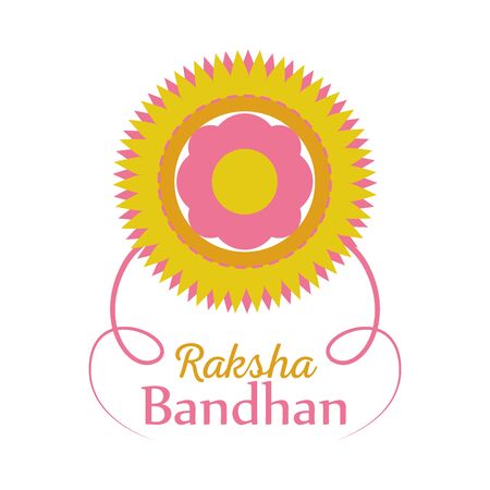Raksha bandhan pink and yellow flower wristband design, Indian holiday celebration and culture theme Vector illustrationのイラスト素材