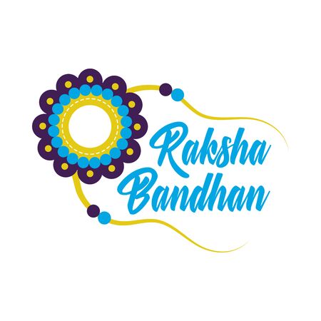 Raksha bandhan blue and yellow flower wristband design, Indian holiday celebration and culture theme Vector illustrationのイラスト素材