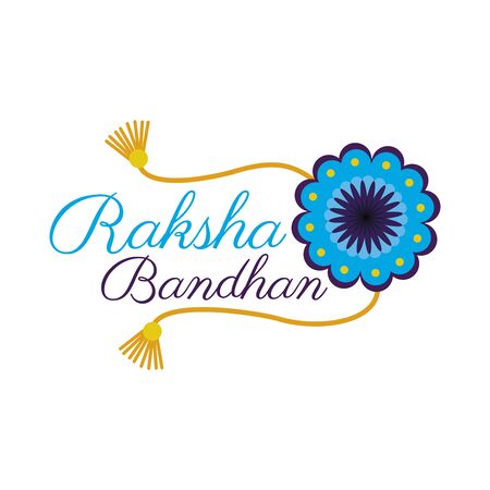 Raksha bandhan blue flower wristband design, Indian holiday celebration and culture theme Vector illustrationのイラスト素材