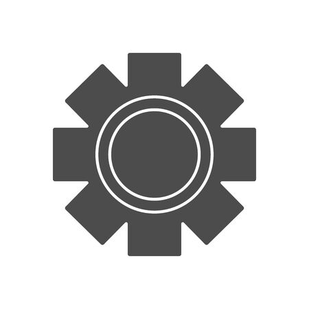 gear wheel icon over white background, silhouette style, vector illustrationのイラスト素材