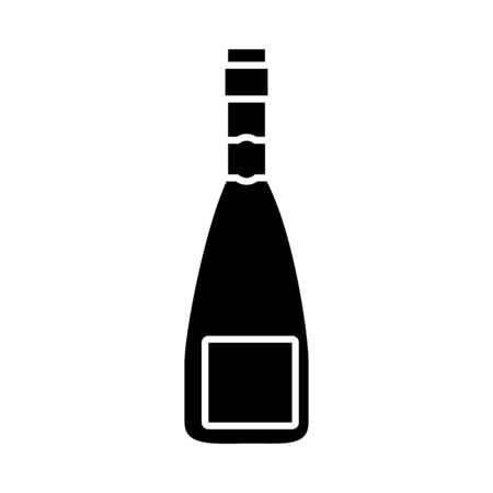 champagne bottle icon over white background, silhouette style, vector illustrationのイラスト素材