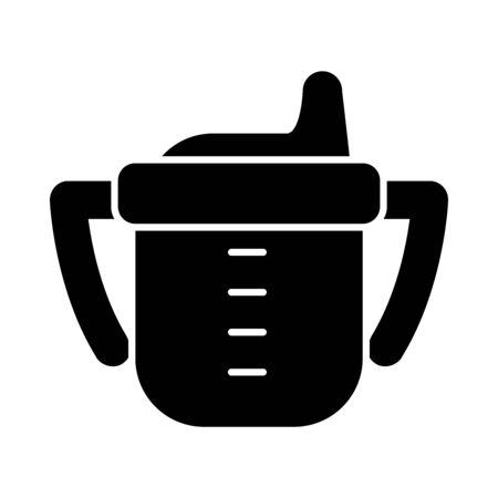 baby cup icon over white background, silhouette style, vector illustrationのイラスト素材