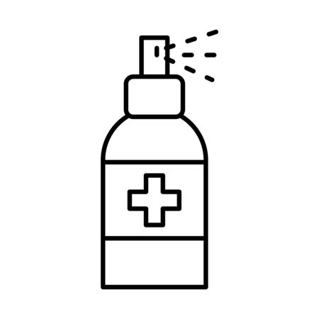 antibacterial spray bottle with medical cross icon over white background, line style, vector illustrationのイラスト素材