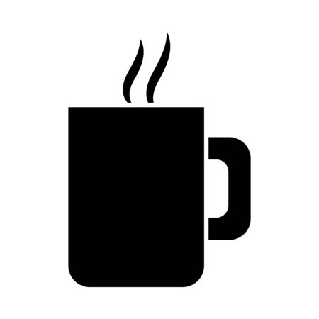 hot coffee mug icon over white background, silhouette style, vector illustrationのイラスト素材