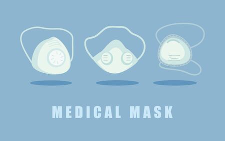 White masks set design of Medical care and covid 19 virus theme Vector illustrationのイラスト素材