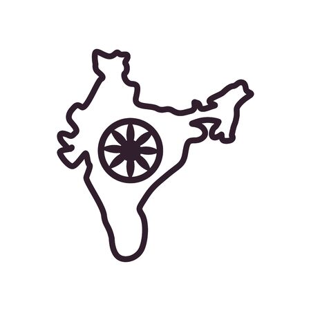 Indian map line style icon design, Culture travel india country asia national tourism and religion theme Vector illustrationのイラスト素材