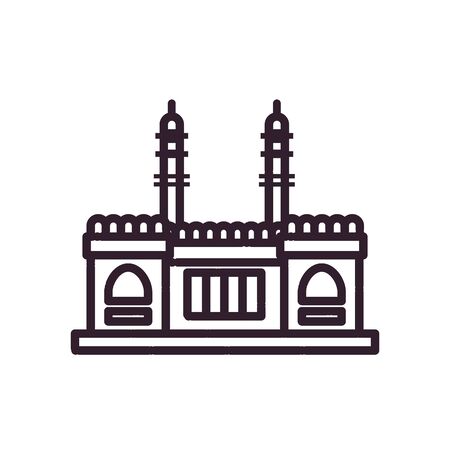 Indian temple line style icon design, Culture travel india country asia national tourism and religion theme Vector illustrationのイラスト素材