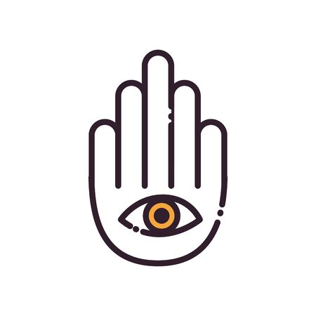 Indian hamsa hand with eye fill style icon design, Culture travel india country asia national tourism and religion theme Vector illustrationのイラスト素材
