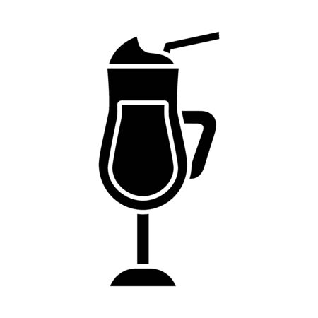 milkshake cup icon over white background, silhouette style, vector illustrationのイラスト素材