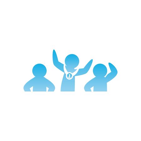 human avatar with medal gradient style icon design, Winner first competition success sport best leadership compete and challenge theme Vector illustrationのイラスト素材