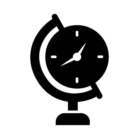 clock in geography tool icon over white background, silhouette style, vector illustrationのイラスト素材