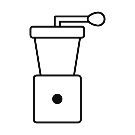 coffee grinder icon over white background, line style, vector illustrationのイラスト素材