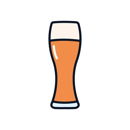 weizen beer glass icon over white background, line fill style, vector illustrationのイラスト素材