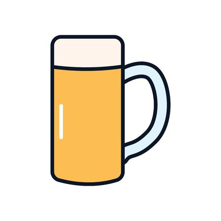seidel beer mug icon over white background, line fill style, vector illustrationのイラスト素材