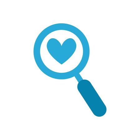 heart inside lupe flat style icon design, Searching theme Vector illustrationのイラスト素材