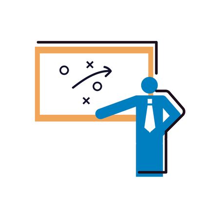 coach with strategy board line and fill style icon design, Soccer football sport hobby competition and game theme Vector illustrationのイラスト素材