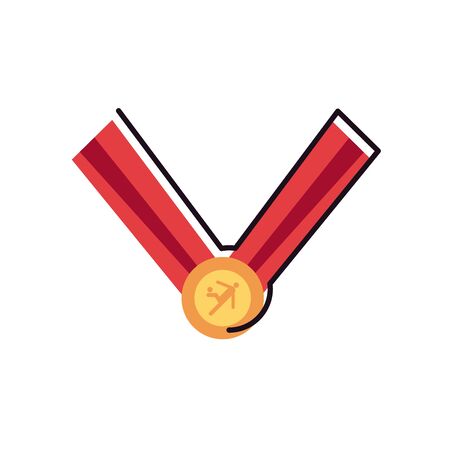 medal line and fill style icon design, Soccer football sport hobby competition and game theme Vector illustrationのイラスト素材