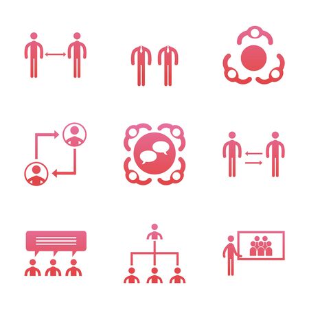 Businessmen avatars meeting gradient style icon set design, Office business management and corporate theme Vector illustrationのイラスト素材