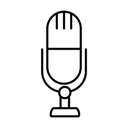 classic microphone icon over white background, line style, vector illustrationのイラスト素材