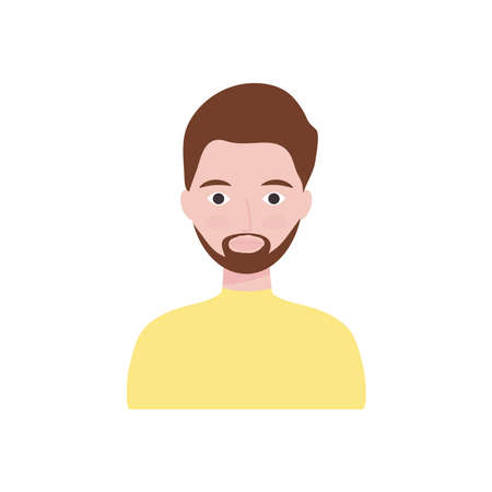 cartoon young man with beard over white background, flat style, vector illustrationのイラスト素材
