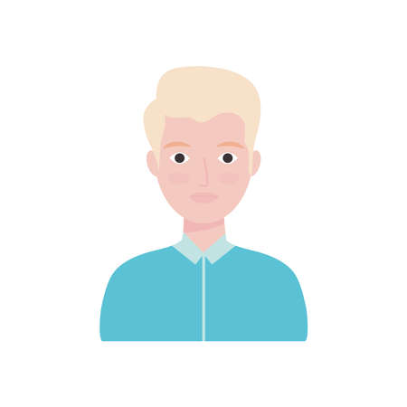 avatar man wearing elegant shirt over white background, flat style, vector illustrationのイラスト素材