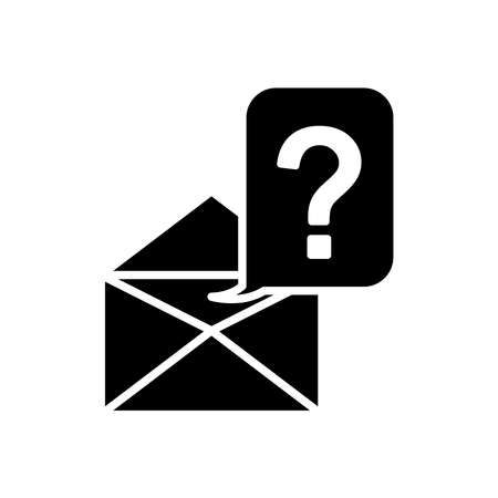 envelope and speech bubble with question mark icon over white background, silhouette style, vector illustrationのイラスト素材